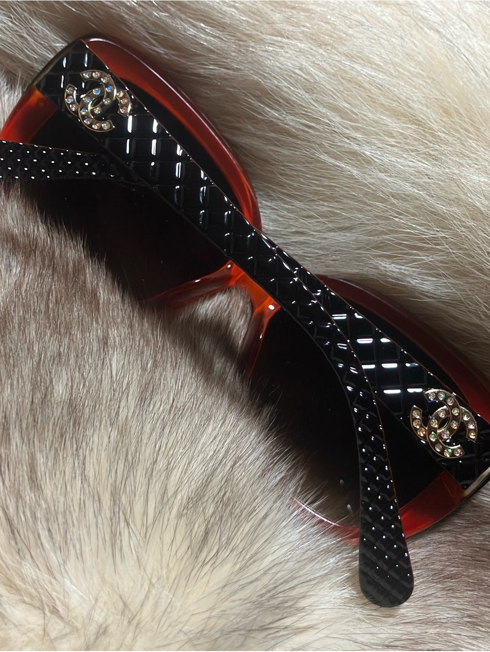 Chanel Tortoiseshell Black Quilted Logo Sunglasses 9173